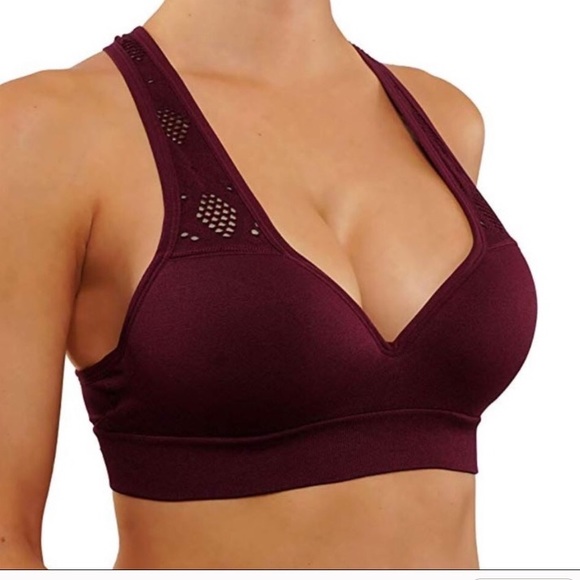 NWT Push-Up Women’s deep v sports bra color wine - Picture 2 of 2